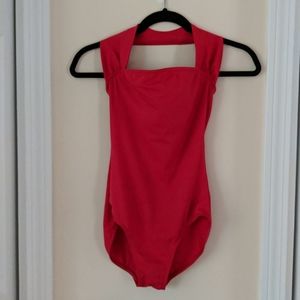 Red dance leotard and skirt